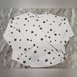 Wishlist White Star Print Cotton Tee Shirt Size Small